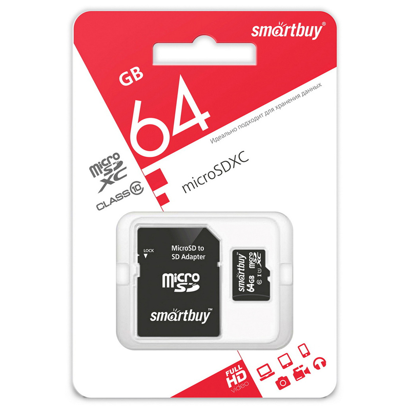   SmartBuy MicroSDHC 64GB, Class 10,  